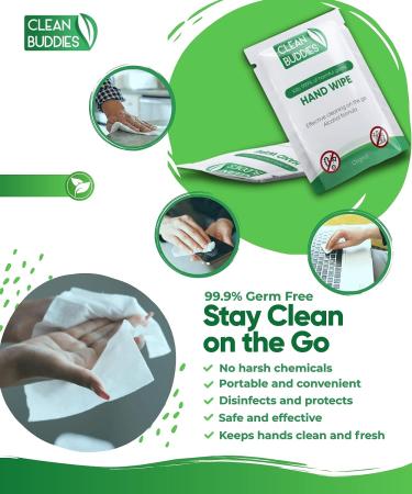 Clean Buddies Hand Sanitizing Wipes - Individually Wrapped for Advanced Defense - Travel Size Pack of 100 - Buy Online on GoSupps.com