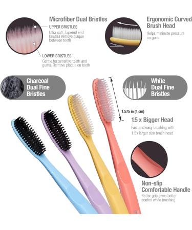Red by Kiss Gentle Deep Clean Tooth Brush 2X Soft Micro Fiber Brush - 4 Pack Value Set | Made in Korea - Buy Online on GoSupps.com