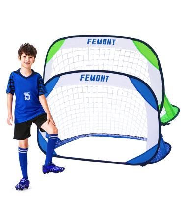 Femont Folding Pop Up Soccer Goals 2 Packs Portable Soccer Nets with Carrying Bag Mini Backyard Soccer Goals Youth Football Gates for Kids & Adults for Indoor Outdoor Games Practice Training
