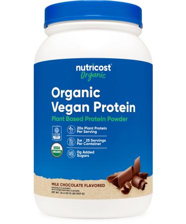 Nutricost Organic Vegan Protein Chocolate (2 LB) - Gluten-Free GMO-Free