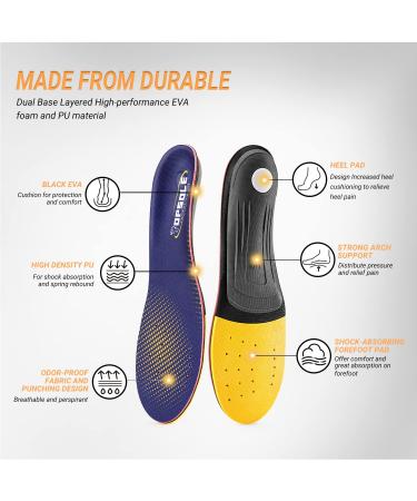 Topsole Orthopedic Insoles for Plantar Fasciitis Flat Foot & Heel Spur - Comfort Shoe Inserts for Men & Women (EU 47-48 30.5cm) - Blue - Buy Online on GoSupps.com