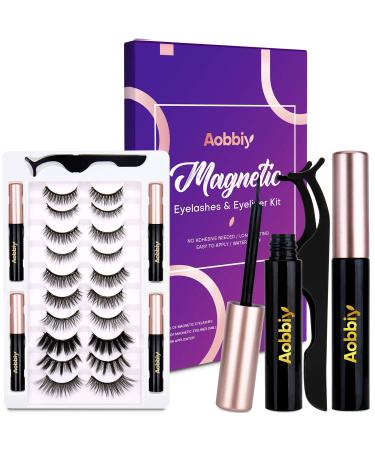 10 Pair of Magnetic Eyelash, Plus 4 Tube of Eyeliners, Plus 1 Application Tool, Realistic and Soft Magnetic Eyelashes, Strong Hold and Easy to Apply 25 Piece Set