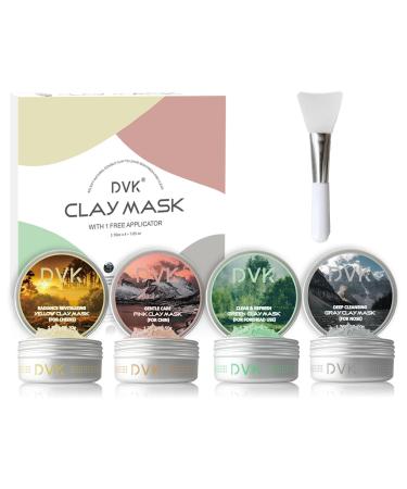 DVK Face Clay Mask Facial Skincare for Deep Cleansing Purifying Pores SPA Clay Mask Set Facial Mask Gift Set Keeps Forehead Cheeks Nose and Chin Fresh
