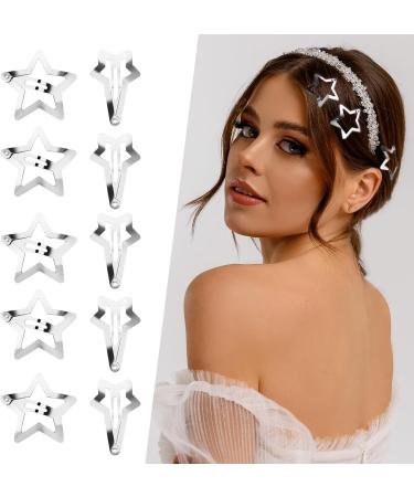 WLLHYF 20 Pieces Metal Snap Star Hair Clips for Girls No Slip Star Hair Barrettes Cute Hollow Out Drop-shaped Star Meteor Hairpin Headpieces Hair Accessories for Kids Women (Silver) - Buy Online on GoSupps.com