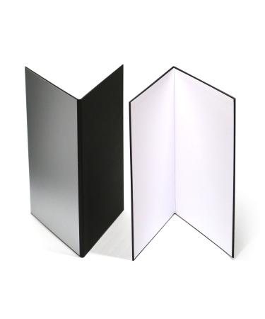 (2 PCS) Light Reflector 3 in 1 Photography Reflector Cardboard,A3 (17x12 Inch) Size Folding Light Diffuser Board for Still Life, Product and Food Photo Shooting - Black, Silver and White, 2 Pack