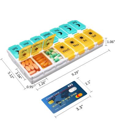 GoGooda XL AM PM Weekly Pill Organizer - Yellow-Green | 2 Times a Day Vitamin Container & Medicine Holder - Buy Online on GoSupps.com