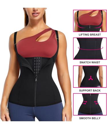 Bingrong Women's Sauna Vest - Neoprene Slimming Corset for Belly Shaping & Fitness - Thermo Hot Body Shaper | XXL Black - Buy Online on GoSupps.com