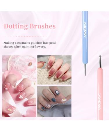 6Pcs ANGYA Nail Art Brush Set for Nail Design & Painting - Gel Brushes, Dotting Tools, Fine Liner Brushes - Ideal for Poly Gel, Acrylic Application - Buy Online on GoSupps.com