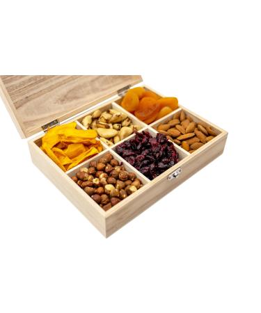 Balmond Premium Nuts Gift Box - 600g Assorted Fruit & Nut in Beautiful Wooden Box - Brazil nuts Almonds Hazelnuts - Suitable for Halal Kosher Gluten Free Vegan & Vegetarian Diets