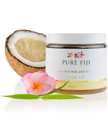 Pure Fiji Coconut Sugar Body Scrub - Body Exfoliator Scrub Natural Origin for Smooths and Softens Skin - Organic Exfoliating Sugar Scrub for Body Coconut Milk and Honey 15.5 Oz