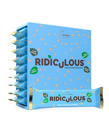 Protein Works - Ridiculous Vegan Protein Bar | Award Winning | 100% Plant Based & Palm Oil Free | High Protein | Wild Chocolate Peanut | 9 Bars Wild Chocolate Peanut 9 Count (Pack of 1)