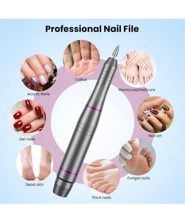 Professional Electric Nail File Set | Low Vibration 20000 RPM | Adjustable Speed | 11 Drill Bits | Manicure Pedicure Tool for Acrylic Nails | Grey - Buy Online on GoSupps.com