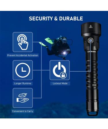 Sofirn SD09L Diving Torch 6800 Lumen LED Torch Extremely Bright Diving Torch 100 m Underwater LED with 3 x SST40 IPX8 Professional Waterproof with Class A++ Rechargeable Batteries Energy - Sd09l Kit - Buy Online on GoSupps.com