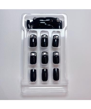 MENILITHS 24Pcs Black False Nails Sticker False Nails Acrylic Fake Nails Full Cover Nails Tips Artificial Finger Manicure for Women and Girls - Buy Online on GoSupps.com