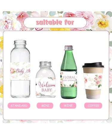 24 Pink Floral Baby Shower Water Bottle Labels - 3 Styles, Waterproof & Stylish Baby Girl Party Decorations - Buy Online on GoSupps.com