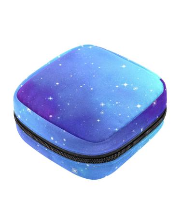 Blue Galaxy Starry Sky Sanitary Napkin Storage Bag Feminine Product Pouches Portable Period Kit Bag Menstruation First Period Bag for Women Teen Girls Ladies Menstrual Cup Pouch Tampon Bags Color 11