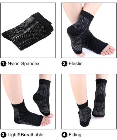 Cimvidi Compression Socks - 5 Pairs of Elastic Half Open Toe Socks for Swelling Plantar Fasciitis & Neuropathic Pain Relief - Buy Online on GoSupps.com