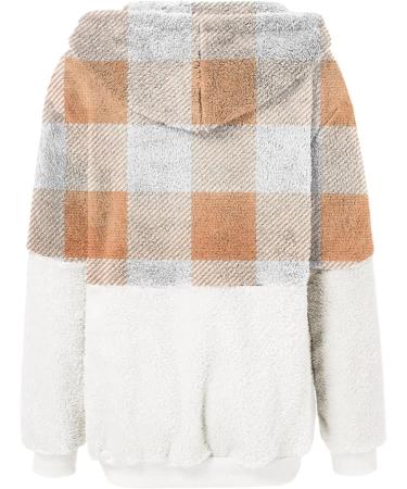 Shop Hanxiulin Women's Fleece Jacket - Cuddly Plush Hoodie Warm Long Coat Synthetic Fur Outerwear in Orange - Buy Online on GoSupps.com