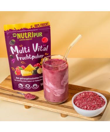 NutriPur Multi Vital Fruit Powder 100 g freezedried fruit powder dried fruits without added sugar fruit powder freezedried fruits freezedried berries - Buy Online on GoSupps.com