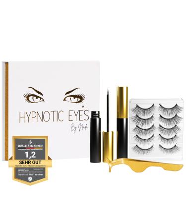 Hypnotic eyes - magnetic eyelashes with eyeliner set 5 pair 3D effect naturally looking eyelashes 2 tubes eyeliner and a pliers magnetic eyelashes reusable handmade - Buy Online on GoSupps.com