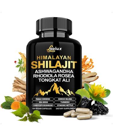Shilajit for Men & Women - 10-in-1 Pure Himalayan Shilajit Capsules with Organic Ashwagandha | Rhodiola Rosea | Tongkat Ali Supplements for Vitality Support Energy & Endurance Stress Less - 120 120 Count (Pack of 1)