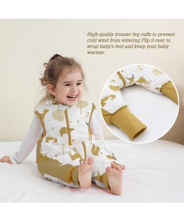 Winter 2.5 TOG 100% Cotton Baby Sleep Sack with Feet for Toddlers - Mustard Animal XL - Buy Online on GoSupps.com
