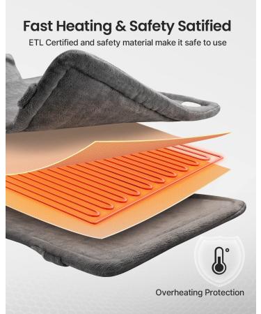 RENPHO Heating Pad for Neck and Shoulders - FSA HSA Eligible, Electric Heated Neck Wrap for Pain Relief - Machine Washable, 9 Heat Levels, 4 Auto Shut Off Timers - 19x24'' Gray - Buy Online on GoSupps.com