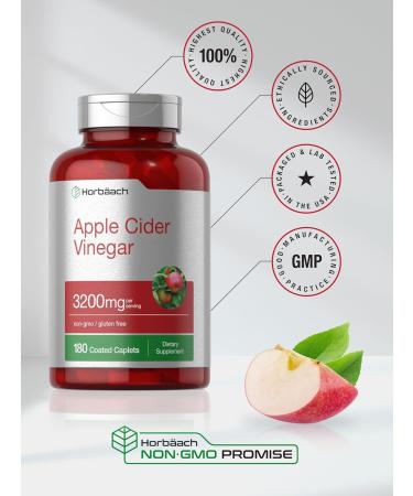 Horb ach Apple Cider Vinegar Caplets 3200mg - 180 Vegetarian Non-GMO & Gluten Free Pills | International Shipping Available - Buy Online on GoSupps.com