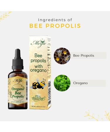 Merja Herbs Bee Propolis with Oregano for Adults - Natural Immune Support & Sore Throat Relief in Drops 20ml 0.68 oz - Buy Online on GoSupps.com