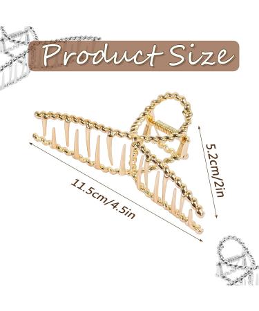 2 Pcs Metal Hair Clips for Women - Gold & Silver Nonslip Claw Clips for Thick Hair - Wedding & Bridal Accessories - Jumbo Size Type B - Buy Online on GoSupps.com