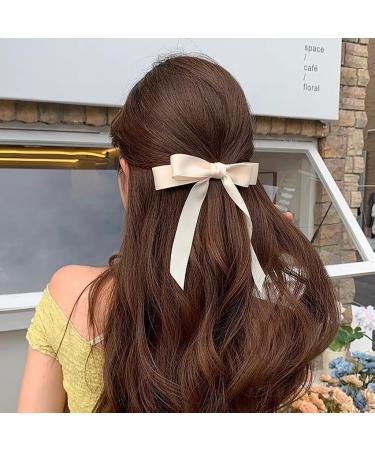JSGHGDF Bowknot Hair Clip Elegances Long Ribbon Bowknot Shape Spring Hair Clip for Girl Photography Styling Tiaras Beige - Buy Online on GoSupps.com