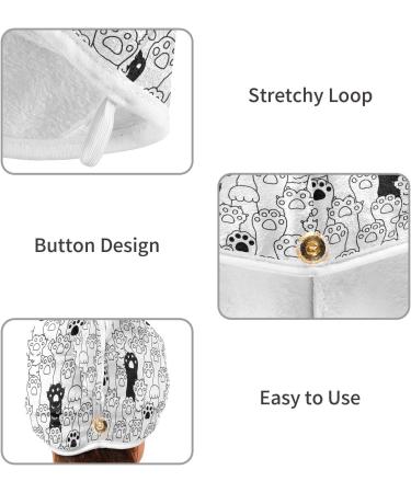 Hand Painted Paws Dry Hair Cap Set | 2-Piece Quick-Drying Towel & Button Headband | Super Absorbent & Soft Comfort | International Shipping Available - Buy Online on GoSupps.com