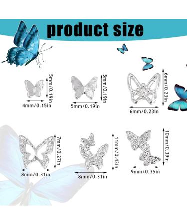NICENEEDED Butterfly Nail Charms Silver 3D Crystal Rhinestone Nail Art Bows Mini Cute Nail Art Decorations for Women Girls Manicure Design DIY Craft - Buy Online on GoSupps.com