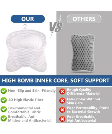 Qintora Bath Pillow Bath Pillow Bath Pillow Bath Cushion Ergonomic Spa Bath Pillow with 4D Air Mesh Non-Slip with 6 Sucti - Buy Online on GoSupps.com