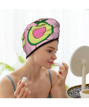 Cute Avocado Microfiber Hair Towel Wrap Super Absorbent Coral Velvet Quick Dry Cap for Long Curly & Thick Hair | International Shipping Available - Buy Online on GoSupps.com