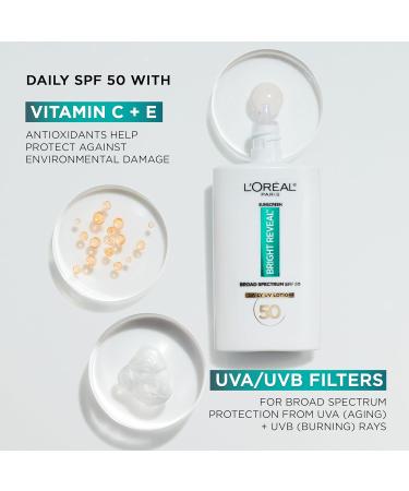 L'Oreal Paris Bright Reveal Broad Spectrum Daily SPF 50 UV Lotion 1.7 fl oz + Moisturizer Sample 1.7 Fl Oz (Pack of 1) - Buy Online on GoSupps.com