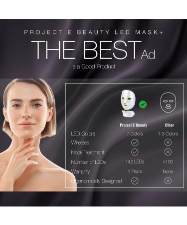 Project E Beauty LED Light Therapy Mask - Wireless Photon Skin Rejuvenation | 7 Color Treatment for Anti-Aging, Acne, and Wrinkles | Face & Neck Skincare Mask - Buy Online on GoSupps.com