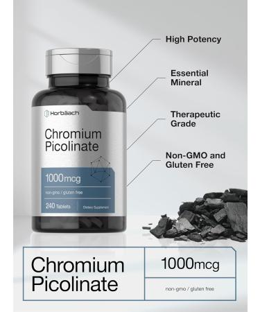 Horbaach Chromium Picolinate 1000mcg | 240 Tablets | Vegetarian Formula | Non-GMO Gluten Free Supplement - Buy Online on GoSupps.com