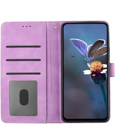 Shop Stylish Flower Pattern Folding Cover for Redmi 9C | PU Leather Protective Case with Stand & Card Slots - Violet - Buy Online on GoSupps.com