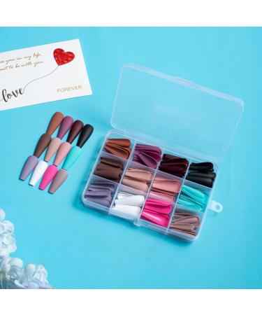 Stick on Nails | Matte and Glossy False Nail Tips - Full Long Ballerina Fake Nails Matte and Glossy False Nail for Women Girls Proidl Frosted Long Ballet - Buy Online on GoSupps.com