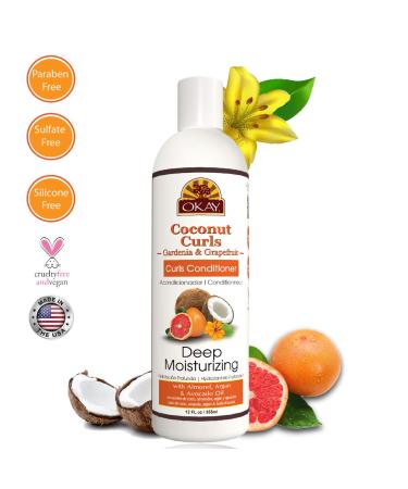 OKAY Coconut Curls Conditioner - Moisturizes & Defines Curls Sulfate/Silicone/Paraben Free All Hair Types Made in USA 12oz - Buy Online on GoSupps.com
