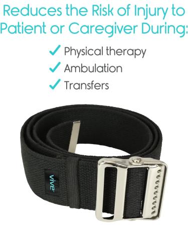 Vive Gait Belt (60 Inch) - Transfer Assist Device for Seniors - Occupational Therapy Aid for Medical Nursing Safety - Buy Online on GoSupps.com