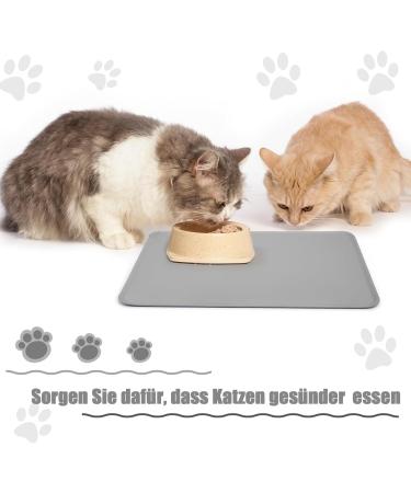 Newofview Waterproof Pet Feeding Mat - 2 Pieces Slipproof Silicone for Dogs & Cats 48x30cm - Gray Bowl Pad - Buy Online on GoSupps.com