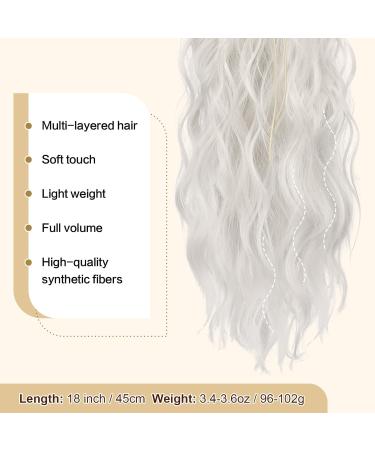 Feshfen 45 cm Silver Gray Ponytail Hair Extension - Wavy Braid Horse Tail Synthetic Hair for Women - Buy Online on GoSupps.com