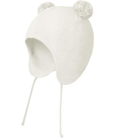 LANGZHEN Toddler Winter Hat | Earflap Knit Warm Cap | Fleece Lined Beanie for Baby Boys Girls 0-6 Months - White - Buy Online on GoSupps.com