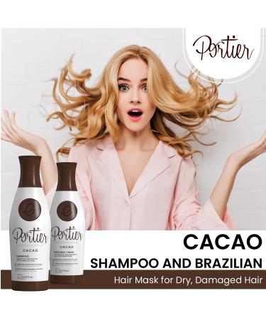 Portier Cacao 2-Step Treatment for Dry Damaged Hair - Shampoo & Hair Mask Set - Smoothing & Moisturizing Haircare - Ideal for Curly, Color Treated or Frizzy Hair - 34fl.oz/1L - Buy Online on GoSupps.com