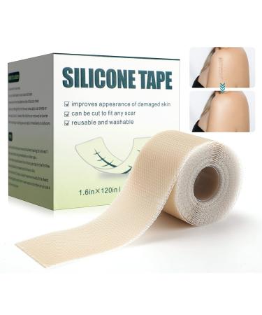 Henda Silicone Scar Sheets (1.6 inchx 120 inch  3M) Tape Roll Reusable Strips Soften and Repair Scars Professional Removal for C-Section Burn Acne Keloid et