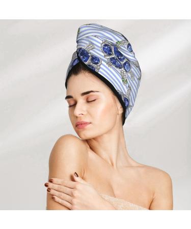 Quick-Dry Hair Towel Wrap with Button - Turban Style Hair Drying Towel (Turtle with Blue Stones) for Effortless Hair Care - Buy Online on GoSupps.com