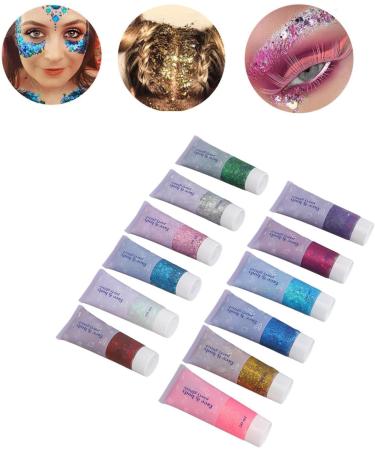 Body Glitter Gel - 12 Colors Holographic Sparkling Cosmetic Powder for Face Eyes Lips & Nails | Perfect for Festivals & Halloween - Buy Online on GoSupps.com