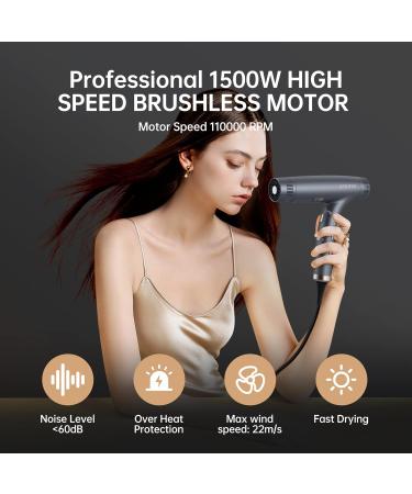 Professional Hair Dryer - Lightweight Foldable High-Speed Dual Ionic Blow Dryer with Brushless Motor & Magnetic Nozzle | Travel & Home Use - Buy Online on GoSupps.com